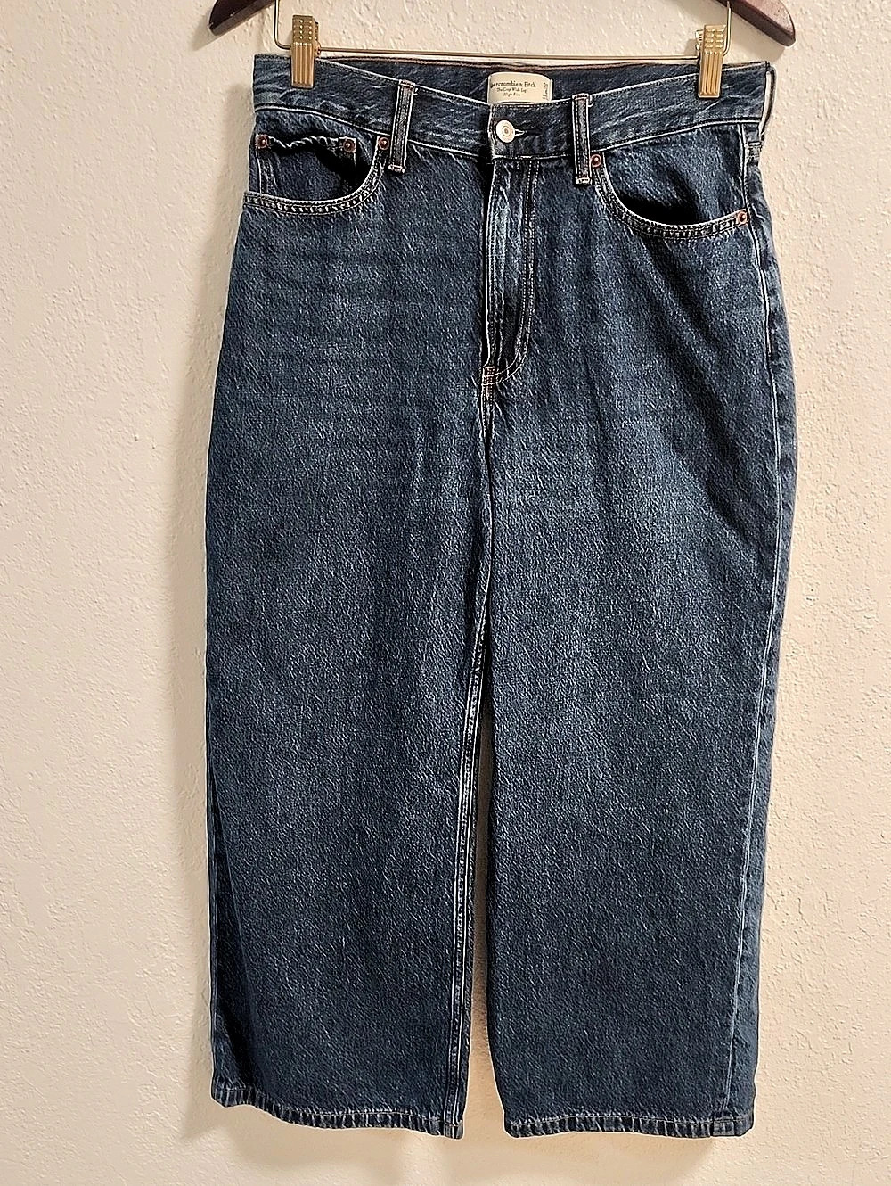 Abercrombie & Fitch The Crop Wide Leg High Rise Wide Leg High Rise Jeans Blue